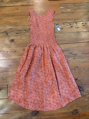 Universal Thread Rust Smocked Maxi Dress with White Floral Print